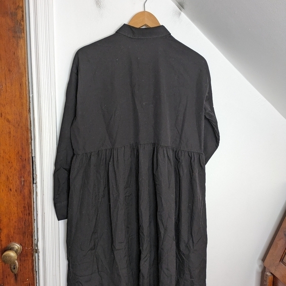 EVERLANE Black Long Sleeve Cotton Field Mini Dress with Pockets NEW Size M - Picture 2 of 5